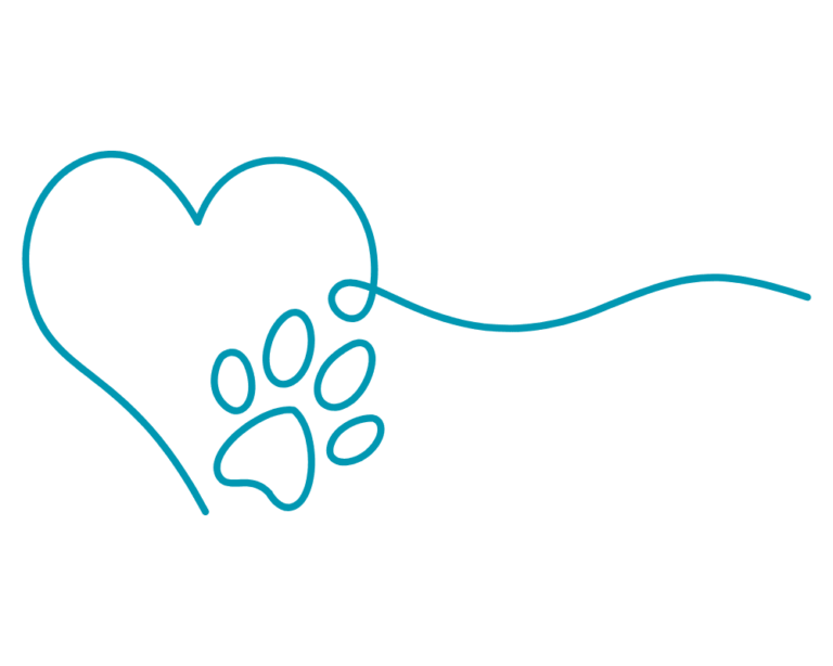 Outline drawing of heart and pawprint