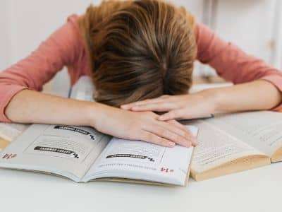 Child frustrated with studying materials