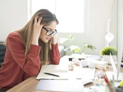 Woman stuck feeling overwhelmed